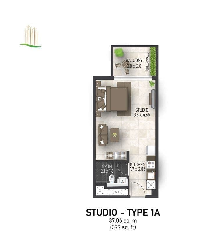 Maimoon Gardens Studio Apartment Floor Plans