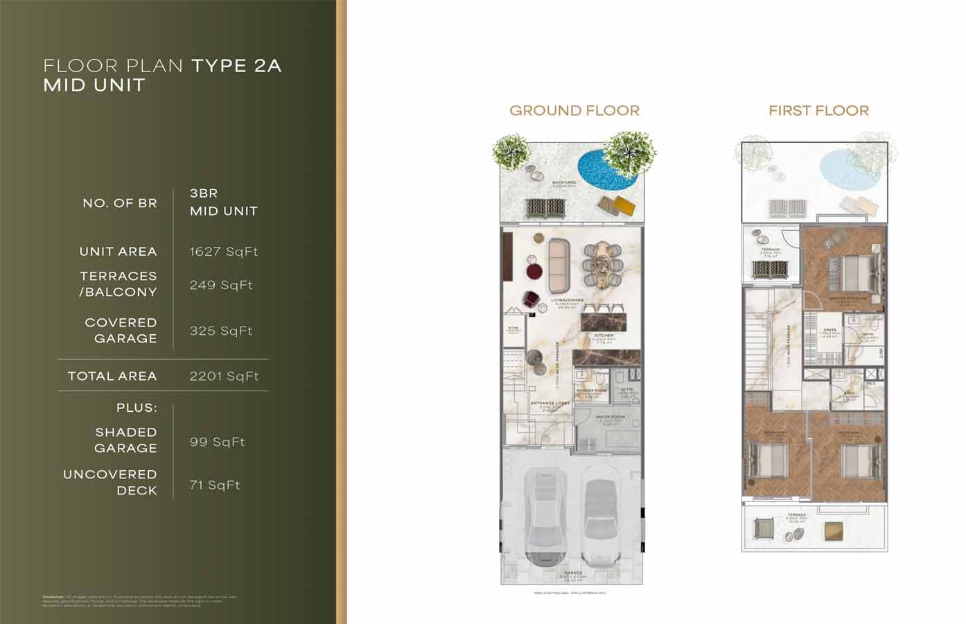 Jasmine Lane 3 Bedroom Townhouse Type 2A Mid Unit Floor Plan