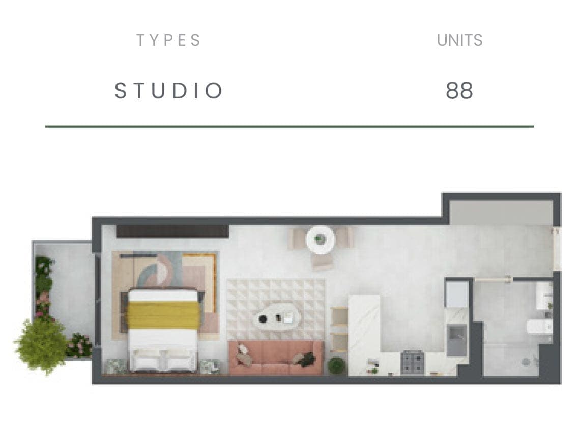 Weybridge Gardens Studio Apartment Floor Plan