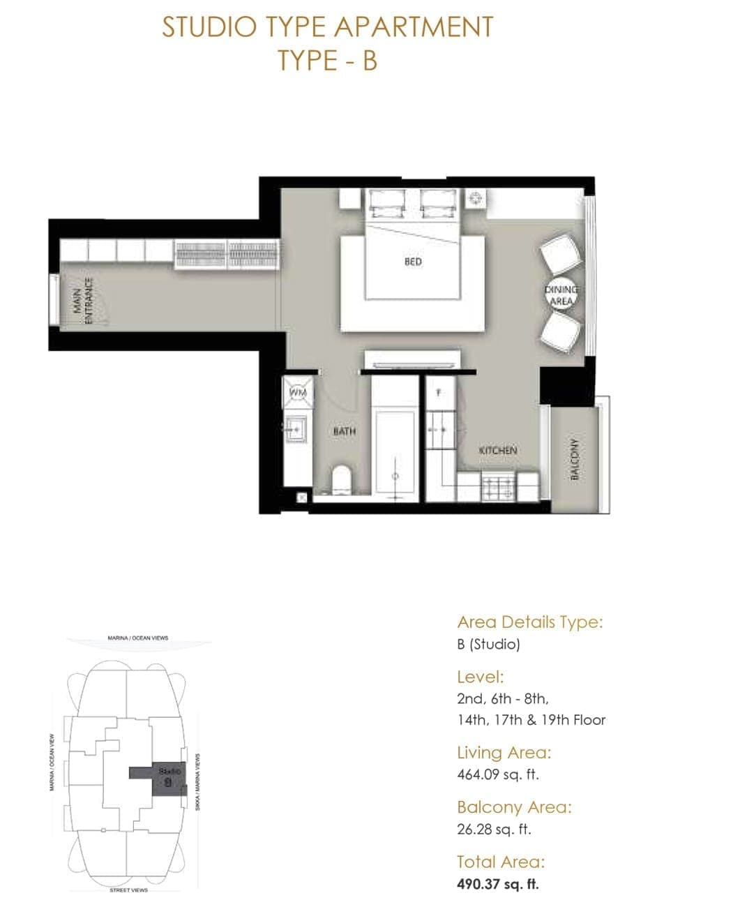 Marina Star Studio Apartment Type B Floor Plan