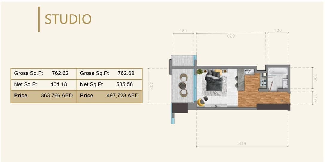 V Tower Studio Apartment Floor Plan