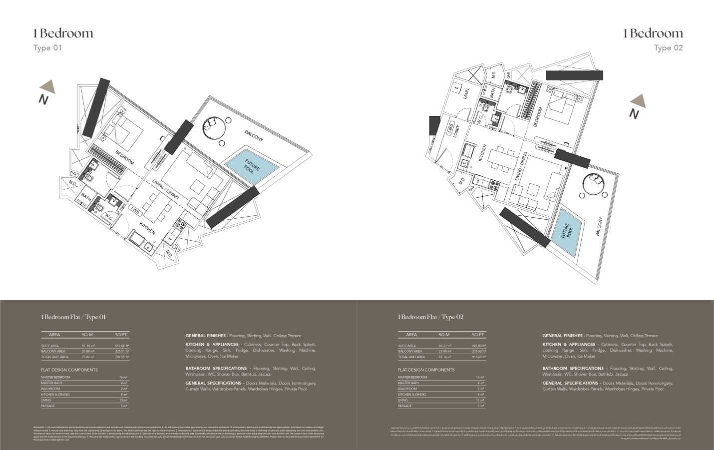 Binghatti Phantom 1 Bedroom Type 1 & 2 Floor Plan
