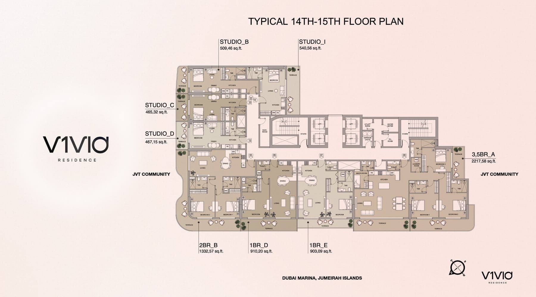 V1VID Residence 14 &amp; 15th Floor Plan