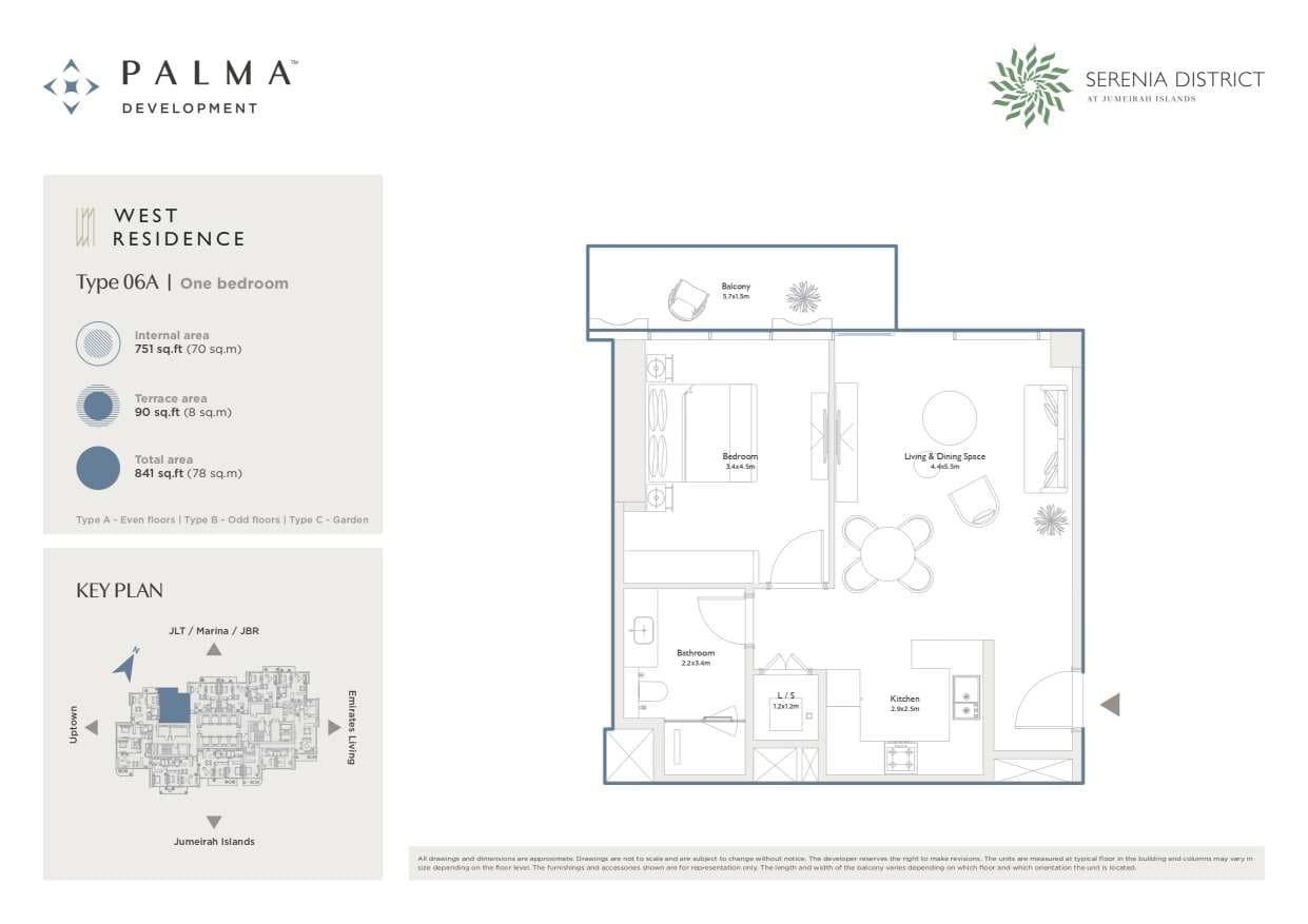 Serenia District West 1 Bedroom Type 06A Floor Plan
