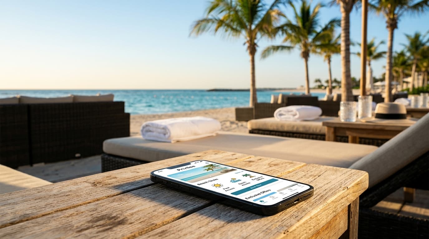 What does Privilee membership include for access to pools, beach clubs and hotels?