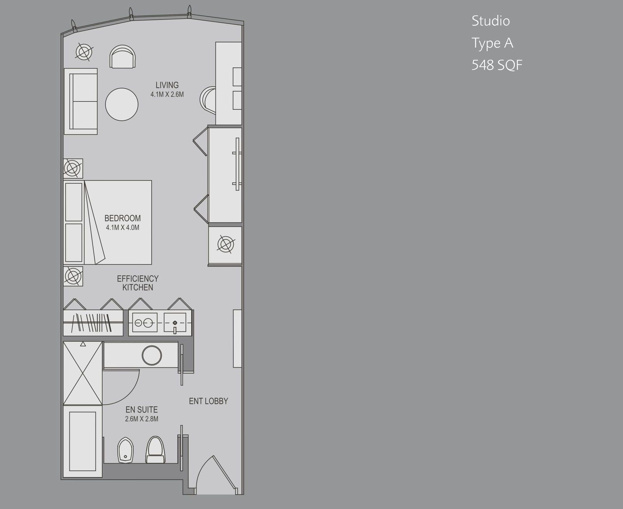 Burj Khalifa Studio Apartment Type A Floor Plans